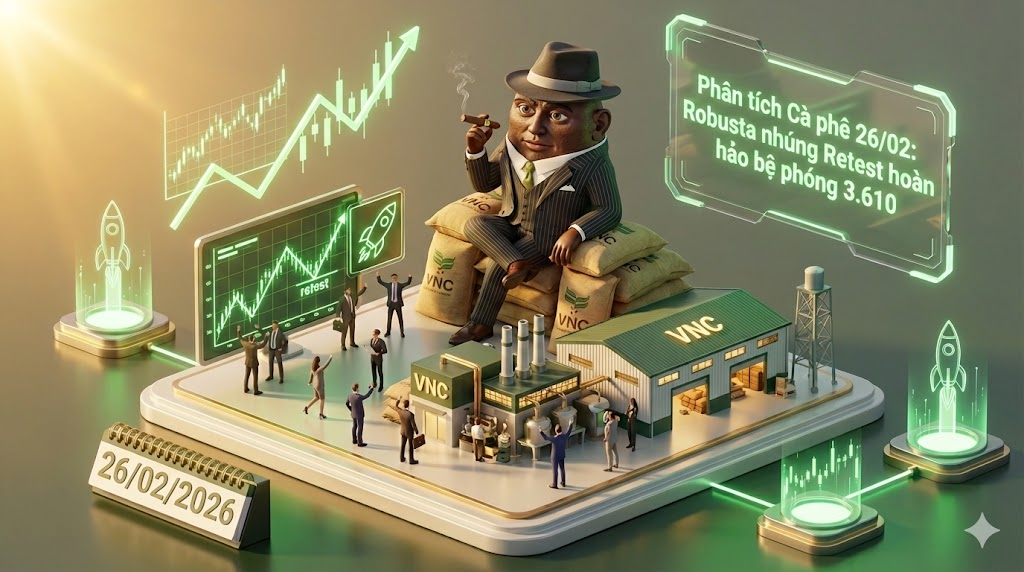 Phân tích Cà phê 26/02: Robusta nhúng Retest hoàn hảo bệ phóng 3.610